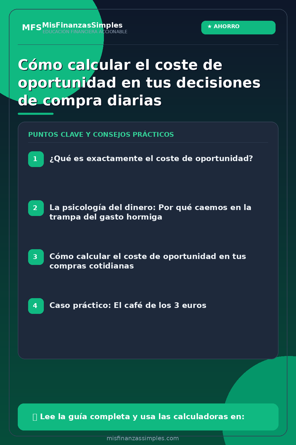 Infografía resumen: Cómo calcular el coste de oportunidad en tus decisiones de compra diarias