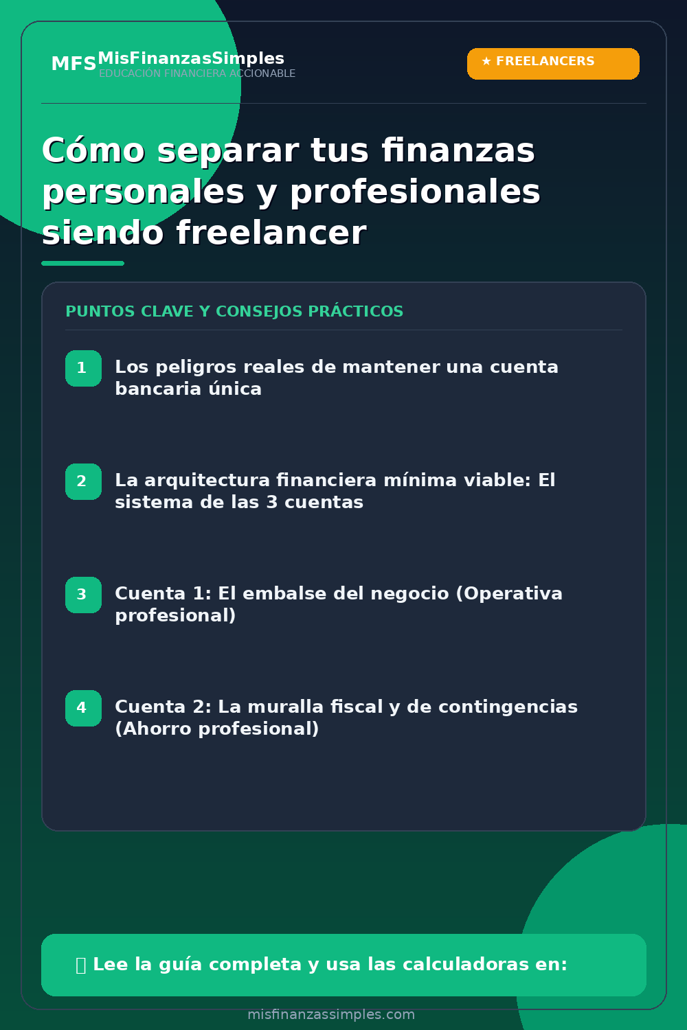 Infografía resumen: Cómo separar tus finanzas personales y profesionales siendo freelancer