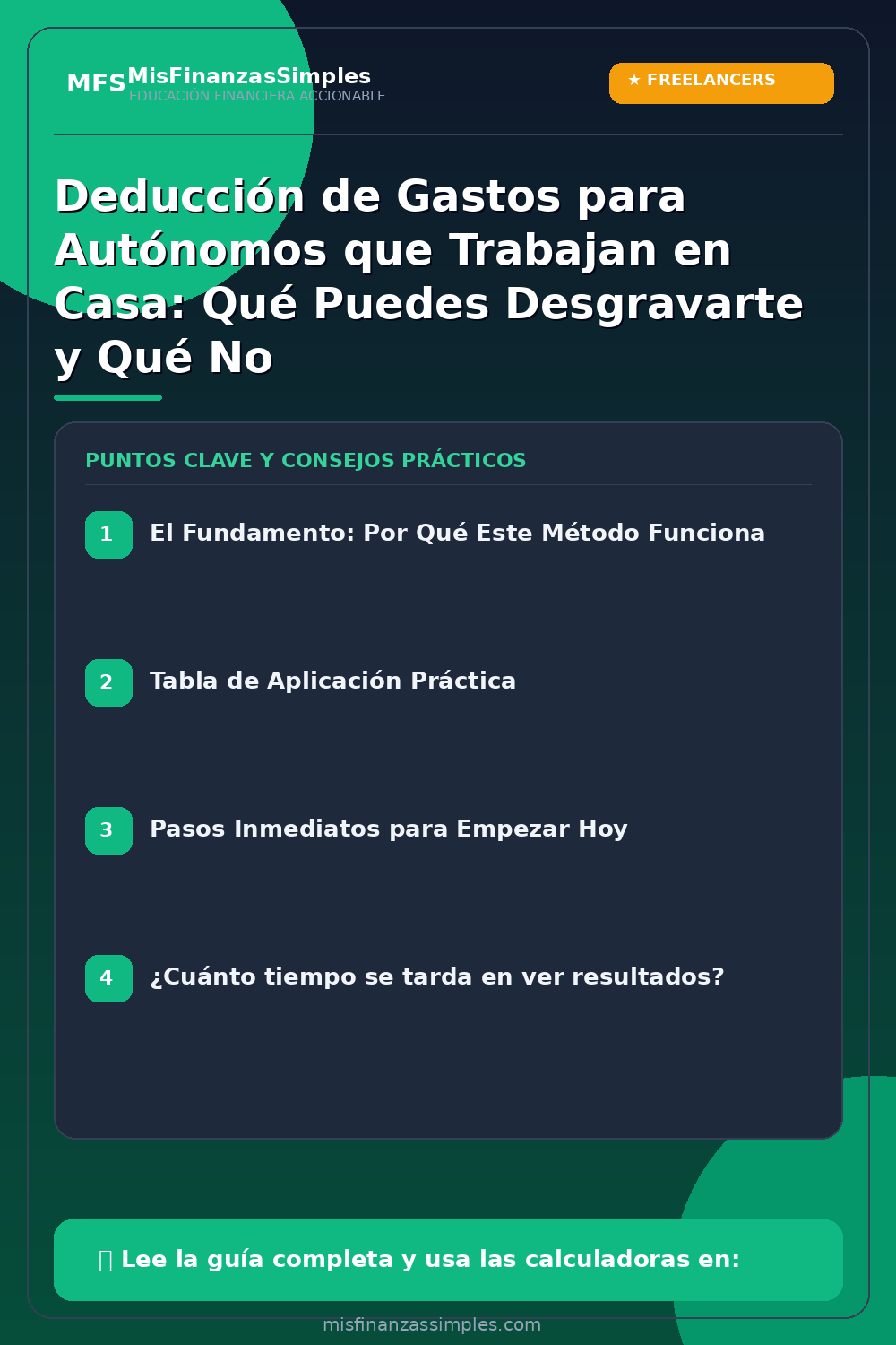 Infografía resumen: Deducción de Gastos para Autónomos que Trabajan en Casa: Qué Puedes Desgravarte y Qué No