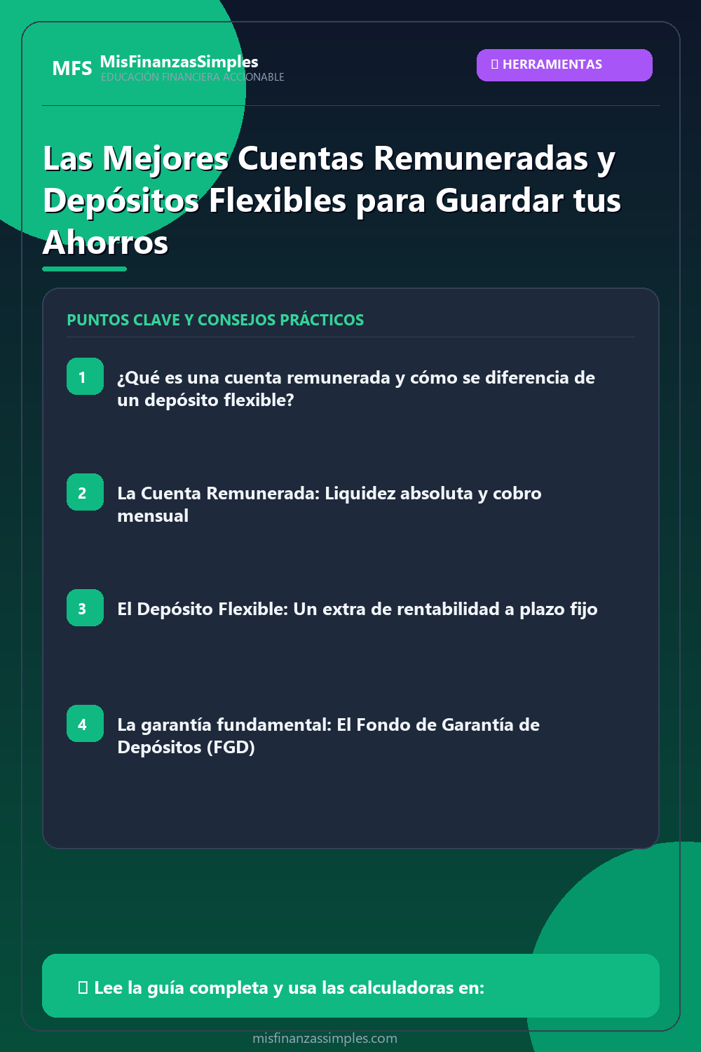 Infografía resumen: Las Mejores Cuentas Remuneradas y Depósitos Flexibles para Guardar tus Ahorros