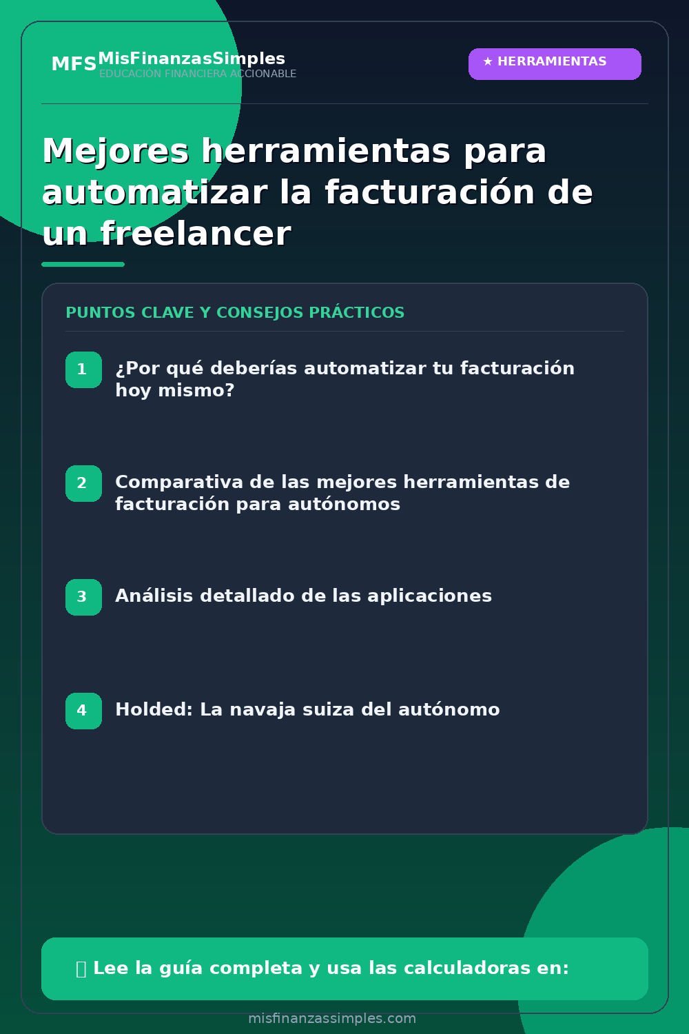 Infografía resumen: Mejores herramientas para automatizar la facturación de un freelancer