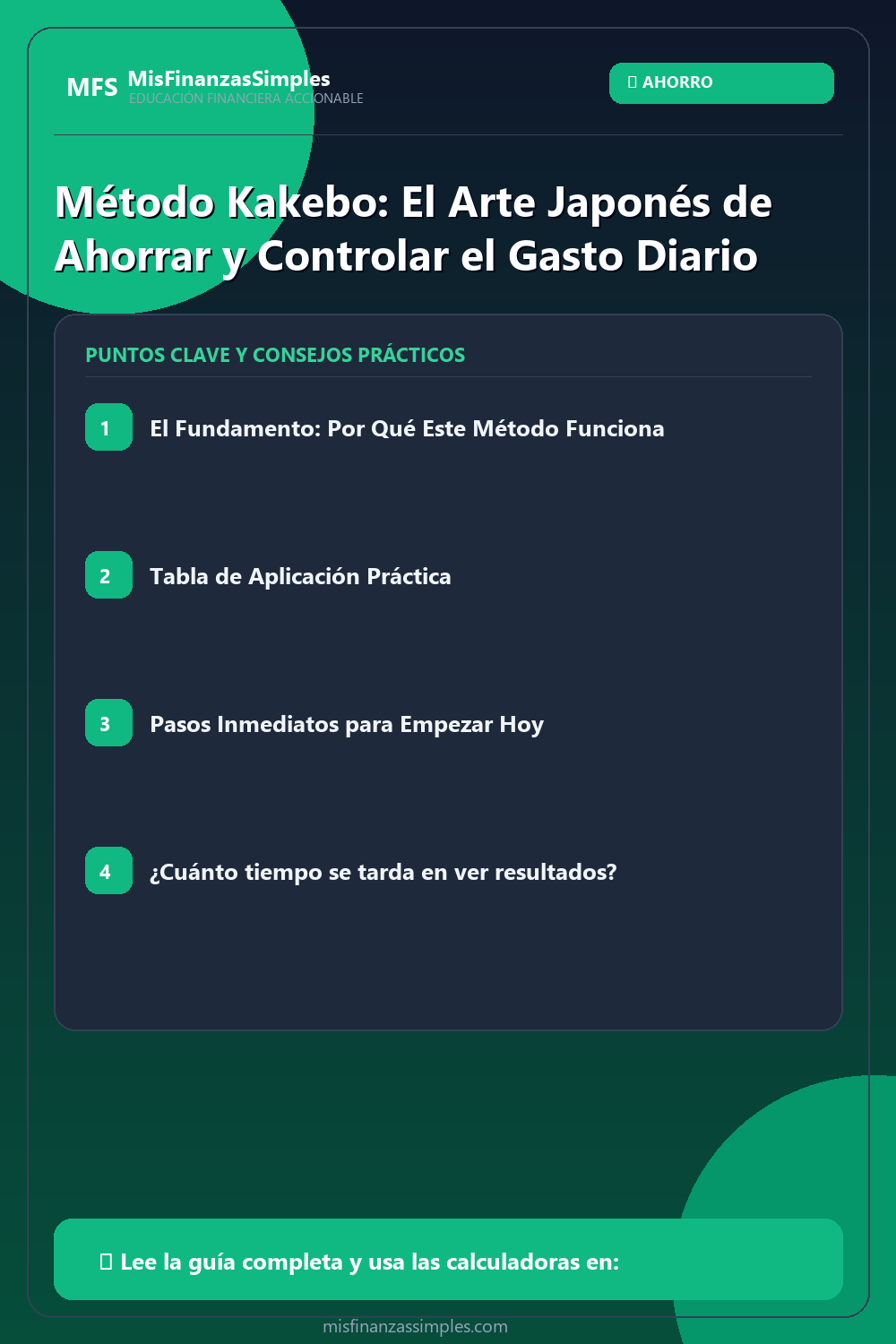 Infografía resumen: Método Kakebo: El Arte Japonés de Ahorrar y Controlar el Gasto Diario
