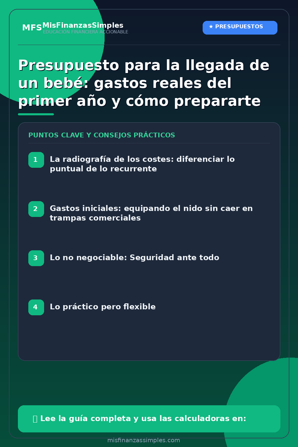 Infografía resumen: Presupuesto para la llegada de un bebé: gastos reales del primer año y cómo prepararte