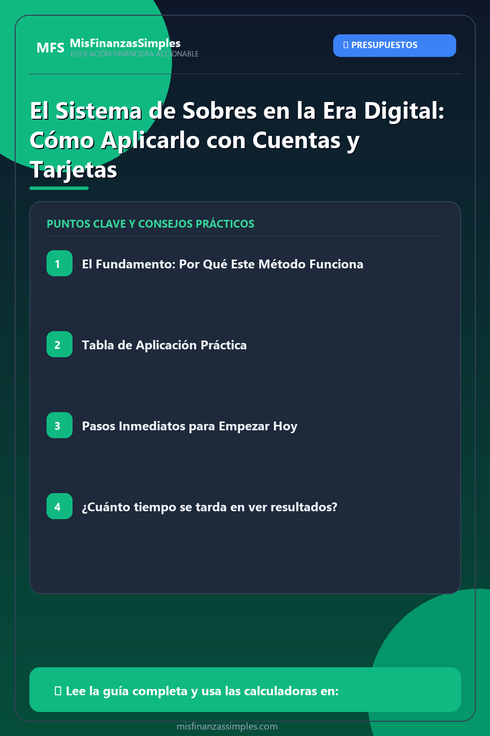 Infografía resumen: El Sistema de Sobres en la Era Digital: Cómo Aplicarlo con Cuentas y Tarjetas